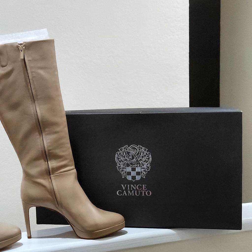 Vince Camuto Beige Heeled Boots. Never Worn.